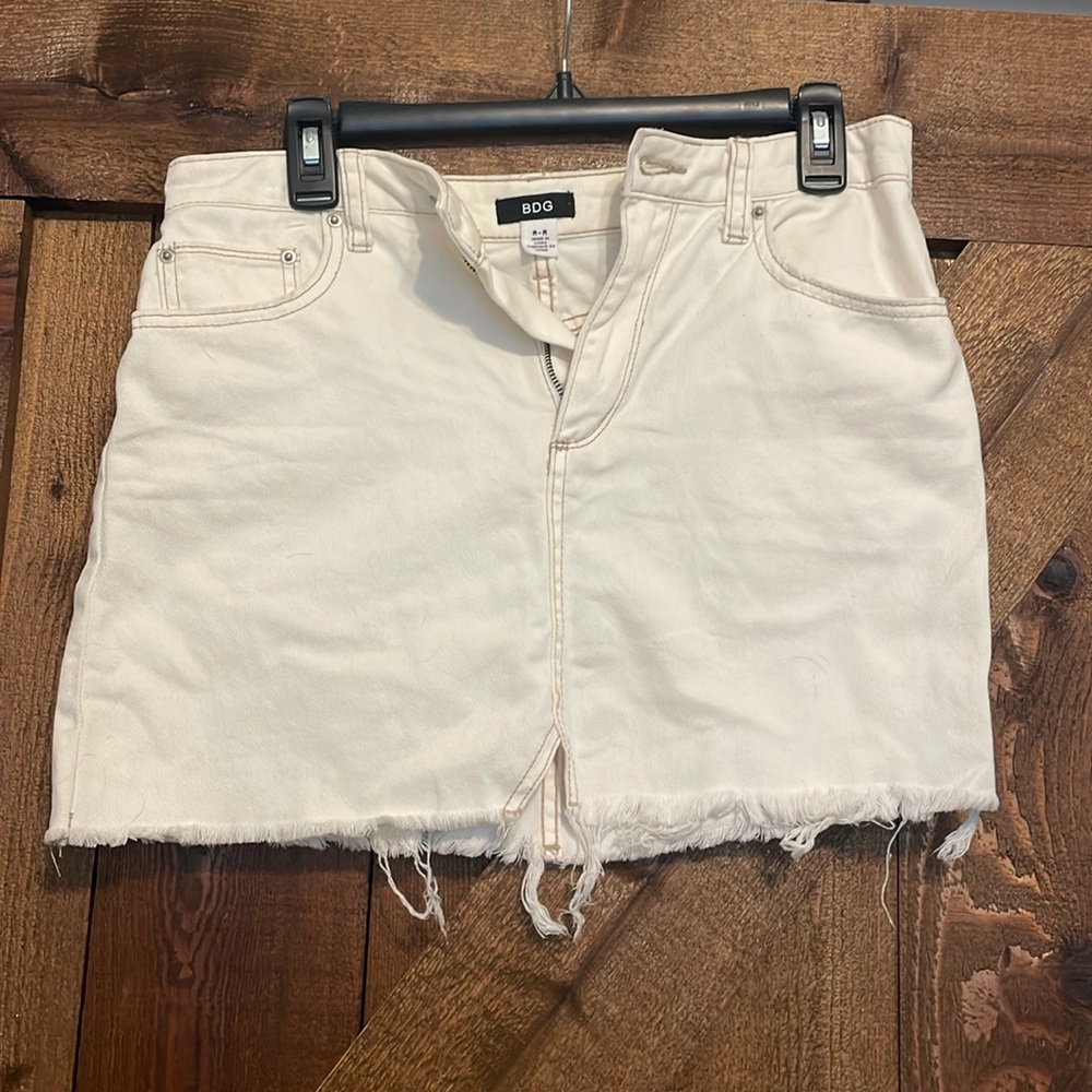 BDG cream denim skirt